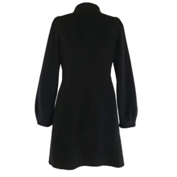 Sisley Cashmere Wool Pea Coat Jkt Blazer Black Velvet Soft Ruffle Snap Up Small - Picture 13 of 13